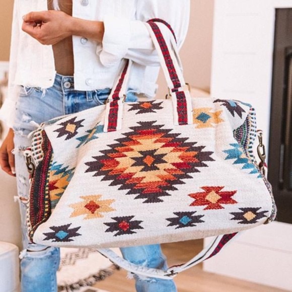 Rock Springs Studio Handbags - NEW Navajo Aztec Woven Weekender Duffle Bag